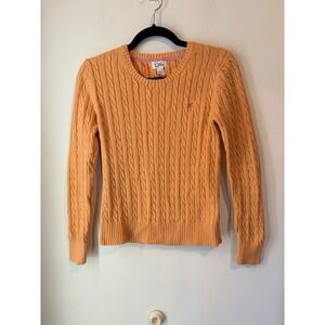 Vintage Y2K Lilly Pulitzer Orange‎ Cable Knit Sweater Medium Palm Logo Embroider